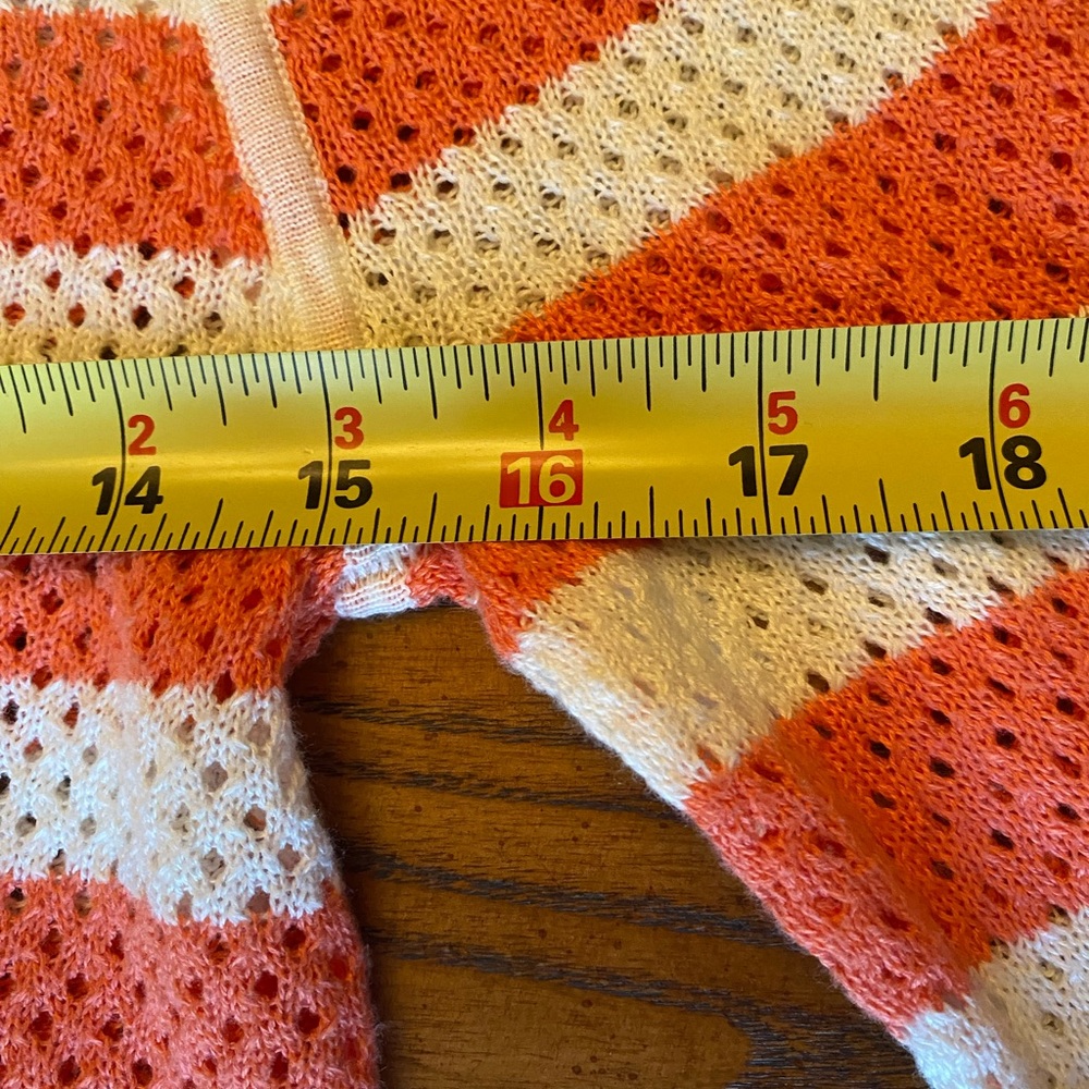 Velvet by Graham & Spencer Orange and White Silk Blend Striped Sweater - Picture 10 of 12